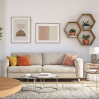 bohemian living room interior - 3d render - home decoration stock pictures, royalty-free photos & images