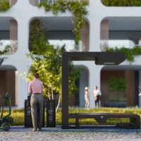 borne de recharge solaire dans une zone résidentielle - garden decoration photos et images de collection