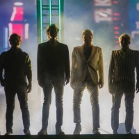 Boston, MA Duran Duran, from left, Roger Taylor, John Taylor, Simon Le Bon and Nick Rhodes enter the stage at the start of their concert at TD Garden.
