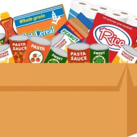 box of food to donate on a transparent background - food stock illustrations