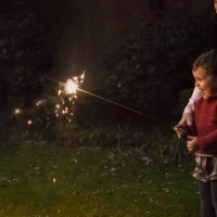 boys holding spraklers for new year's eve - garden decoration stock pictures, royalty-free photos & images