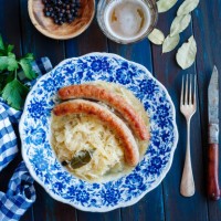 bratwurst with sauerkraut - food stock pictures, royalty-free photos & images