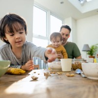 breakfast with my boys - food stock pictures, royalty-free photos & images