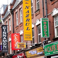 brick lane curry houses london - junk food stock pictures, royalty-free photos & images