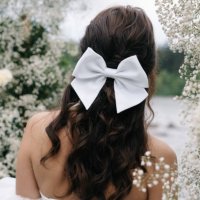 bride in a wedding dress and with a bow - hairstyle stock pictures, royalty-free photos & images