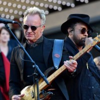 British musician and singer Sting and Jamaican singer Shaggy perform on the red carpet on May 19, 2018 at the end of the closing ceremony of the 71st...