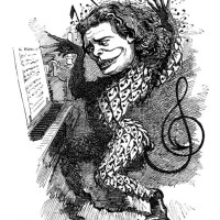 british satire caricature comic cartoon illustration, anton grigoryevich rubinstein - concert stock illustrations