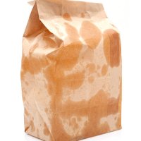 brown paper bag isolated on white background - junk food stock pictures, royalty-free photos & images