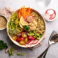 buddha bowl with vegetables - food stock pictures, royalty-free photos & images