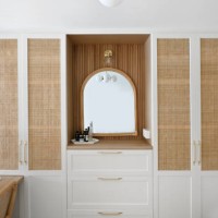 built-in cabinetry and dressing table in a bedroom - home decoration stock pictures, royalty-free photos & images