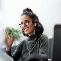 businesswoman waving hand - hairstyle stock pictures, royalty-free photos & images