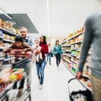 busy supermarket aisle with customers - food stock pictures, royalty-free photos & images
