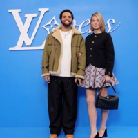 Caleb Williams and Alina Thyregod attend the Louis Vuitton Menswear Spring/Summer 2025 show as part of Paris Fashion Week on June 18, 2024 in Paris,...
