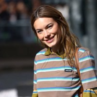 Camille Rowe attends the Miu Miu Womenswear Fall/Winter 2024-2025 show as part of Paris Fashion Week on March 05, 2024 in Paris, France.