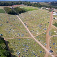 Camping equipment and rubbish left behind at Boomtown Fair, despite an increased environmental message on August 13, 2019 in Winchester, United...
