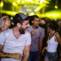 carefree man screaming while having fun on music concert. - concert stock pictures, royalty-free photos & images