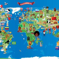 cartoon map of world - food stock illustrations