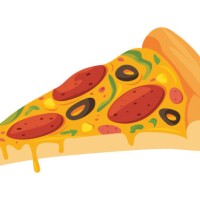 cartoon pizza slice. delicious cheese pizza with pepperoni and mushrooms, tasty fast food dish flat - junk food stock illustrations