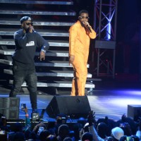 Cassper Nyovest performs with Black Les during the June 16 - Youth Day Celebration concert at Time Square Sun Arena on June 16, 2018 in Pretoria,...