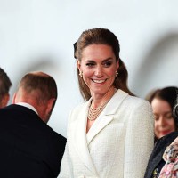 Catherine, Princess of Wales attends a concert celebrating the 80th Anniversary of VE Day, held at the historic Horse Guards Parade on May 8, 2025 in...