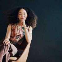 chair, trendy and beautiful black woman isolated on dark background for success, creative vision and mock up space. confident, attitude and smart person portrait for female empowerment on wall mockup - fashion stock pictures,