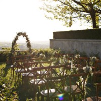 chairs decorated near wedding altar during ceremony - garden decoration stock pictures, royalty-free photos & images