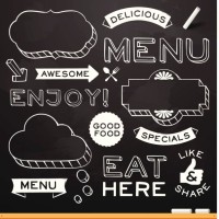 chalkboard restaurant menu elements - food stock illustrations