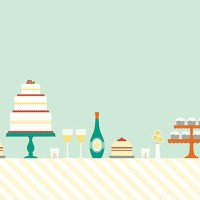 cheerful wedding day table - home decoration stock illustrations