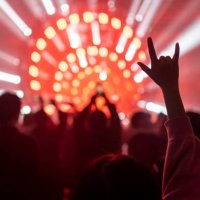 cheering audience at music concert - concert stock pictures, royalty-free photos & images