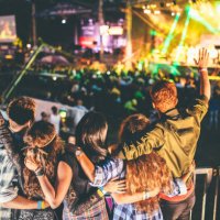 cheering on their favourite band - concert stock pictures, royalty-free photos & images