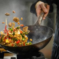 chef preparing food in restaurant kitchen - food stock pictures, royalty-free photos & images
