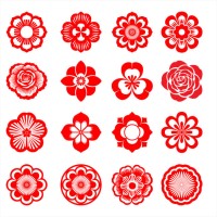 cherry blossom 04, set of 16 - garden decoration stock illustrations