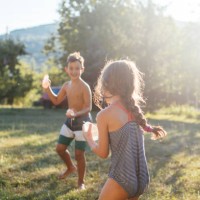 childre's summer fun outdoor activities - garden decoration stock pictures, royalty-free photos & images