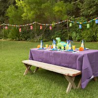 children's party table set-up in backyard - garden decoration stock pictures, royalty-free photos & images