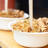 chinese food served in a bowl on the street - junk food stock pictures, royalty-free photos & images