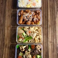 chinese take away food in plastic containers. - junk food stock pictures, royalty-free photos & images