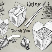 chinese take out food - junk food stock illustrations