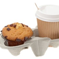 choc chip muffin and coffee breakfast to go - junk food stock pictures, royalty-free photos & images
