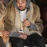 Chris Brown attends the Michael Costello fashion show during Mercedes-Benz Fashion Week Fall 2015 at The Salon at Lincoln Center on February 17, 2015...