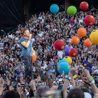 Chris Martin of Coldplay performs on Opening Night of the US leg of Music of the Spheres World Tour at Stanford Stadium on May 31, 2025 in Stanford,...