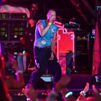 Chris Martin of the band ColdPlay perform on stage during day four of Glastonbury Festival 2024 at Worthy Farm, Pilton on June 29, 2024 in...