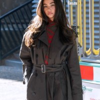 Christina Nadin wears Burberry outside the Burberry show during London Fashion Week September 2024 on September 16, 2024 in London, England.