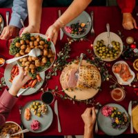 christmas food smorgasbord - food stock pictures, royalty-free photos & images