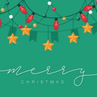 christmas greeting with colorful hanging decorations - home decoration stock illustrations