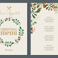 christmas menu with wreath frame - food stock illustrations