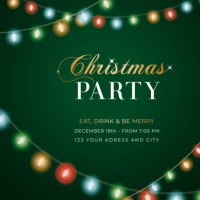 christmas party invitation and greeting card with string lights background. - home decoration stock illustrations