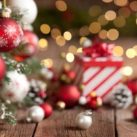 christmas red and white gift and ornaments background - home decoration stock pictures, royalty-free photos & images