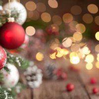 christmas tree, ornaments and defocused lights background - home decoration stock pictures, royalty-free photos & images