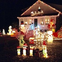 Christmass Lights Fill Up the Front Lawn of a House in Millis, MA., on 12/20/14