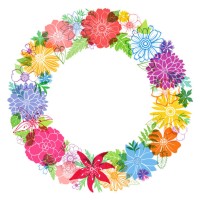 circle frame with flowers - garden decoration stock illustrations